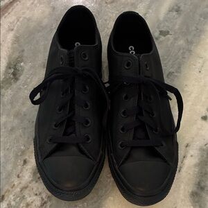New Black leather converse All Star Sneakers, women’s 8.5 men’s 6.5